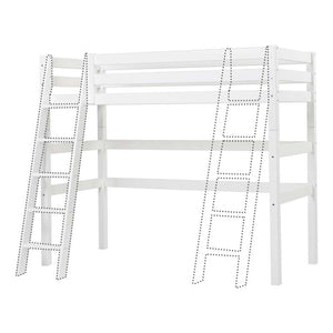 Hoppekids ECO Luxury Hög säng 90x200cm med lutande stege - Vit