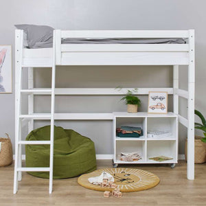 Hoppekids ECO Luxury Hög säng 90x200cm med lutande stege - Vit