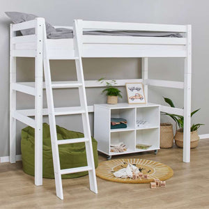 Hoppekids ECO Luxury Hög säng 90x200cm med lutande stege - Vit