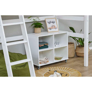 Hoppekids ECO Luxury Hög säng 90x200cm med lutande stege - Vit
