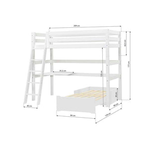 Hoppekids ECO Luxury MEGA-säng 90x200cm med lutande stege - samt loungemodul och bordsplatta - Vit