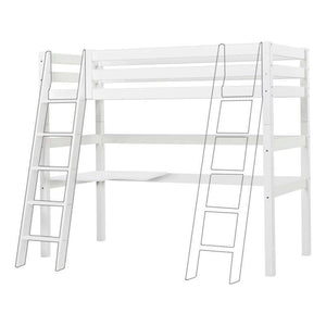 Hoppekids ECO Luxury MEGA-säng 90x200cm med lutande stege - samt loungemodul och bordsplatta - Vit