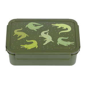 A Little Lovely Company Fackinddelt Bento Madlåda - Crocodiles - Grön