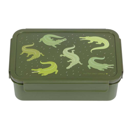 A Little Lovely Company Fackinddelt Bento Madlåda - Crocodiles - Grön