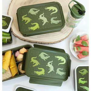 A Little Lovely Company Fackinddelt Bento Madlåda - Crocodiles - Grön