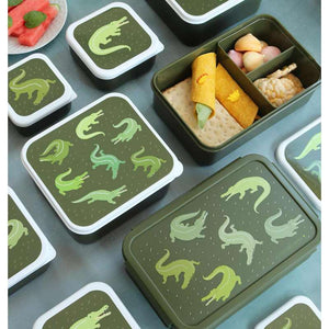 A Little Lovely Company Fackinddelt Bento Madlåda - Crocodiles - Grön