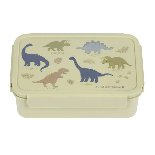 A Little Lovely Company Fackinddelt Bento Madlåda - Dinosaur - Oliven
