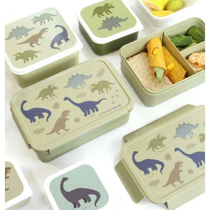 A Little Lovely Company Fackinddelt Bento Madlåda - Dinosaur - Oliven