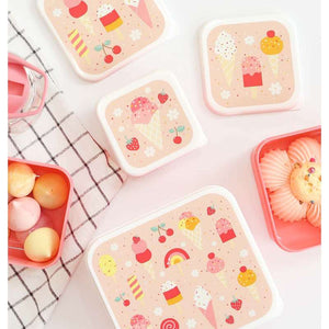 A Little Lovely Company Matlåda - och Snackboxset - 4 st. - Icecream - Rosa