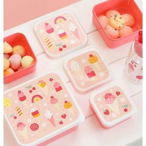 A Little Lovely Company Matlåda - och Snackboxset - 4 st. - Icecream - Rosa