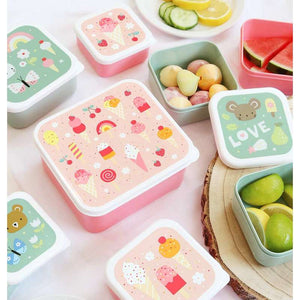 A Little Lovely Company Matlåda - och Snackboxset - 4 st. - Icecream - Rosa