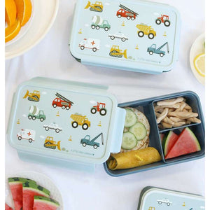A Little Lovely Company Fackinddelt Bento Madlåda - Vehicles - Blå
