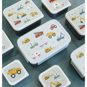 A Little Lovely Company Fackinddelt Bento Madlåda - Vehicles - Blå