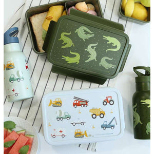 A Little Lovely Company Fackinddelt Bento Madlåda - Vehicles - Blå