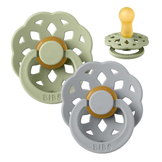 BIBS Boheme Napp - 2-Pack - Stl 1 - Naturgummi - Sage/Cloud