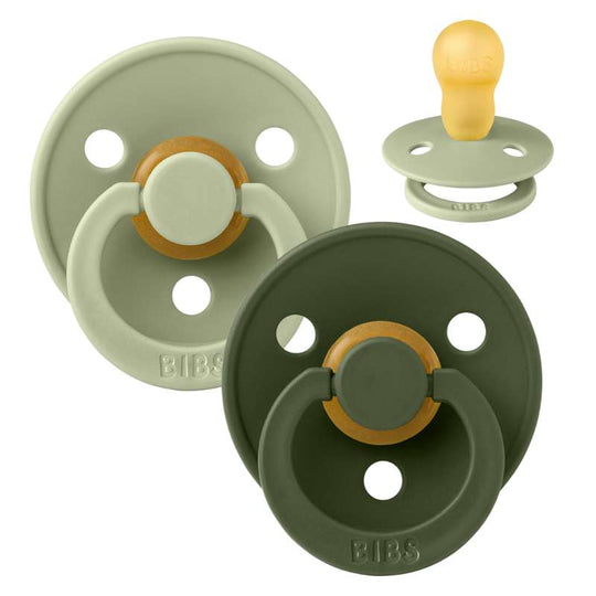 BIBS Rund Colour Napp - 2-Pack - Stl 3 - Naturgummi - Sage/Hunter Green