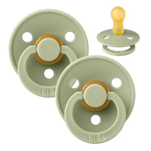 BIBS Rund Colour Napp - 2-Pack - Stl 2 - Naturgummi - Sage/Sage