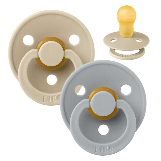 BIBS Rund Colour Napp - 2-Pack - Stl 3 - Naturgummi - Vanilla/Cloud