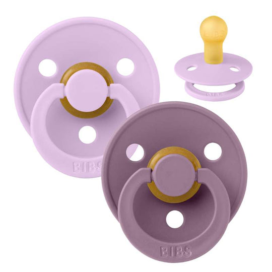 BIBS Rund Colour Napp - 2-Pack - Stl 1 - Naturgummi - Violet Sky/Mauve