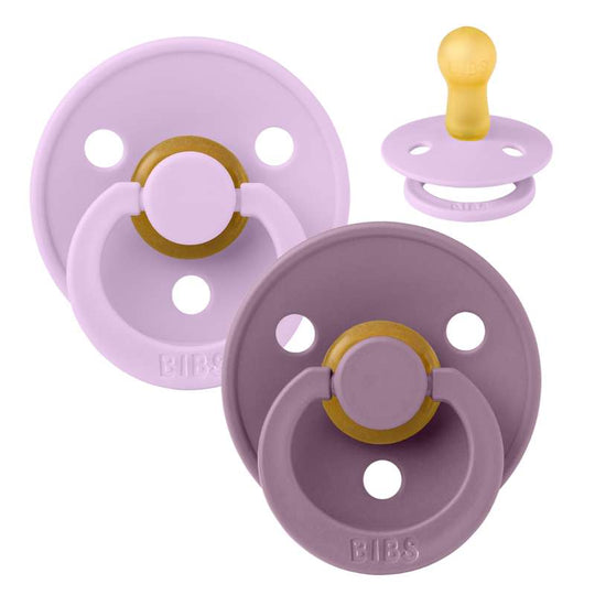 BIBS Rund Colour Napp - 2-Pack - Stl 2 - Naturgummi - Violet Sky/Mauve
