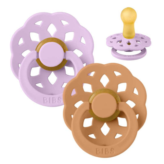 BIBS Boheme Napp - 2-Pack - Stl 2 - Naturgummi - Violet Sky/Pumpkin