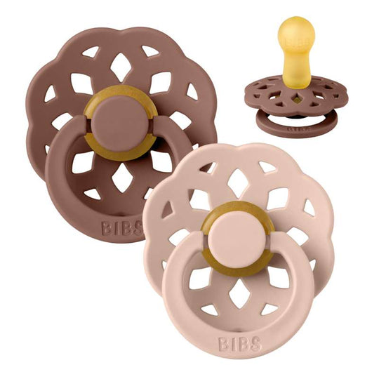 BIBS Boheme Napp - 2-Pack - Stl 2 - Naturgummi - Woodchuck/Blush