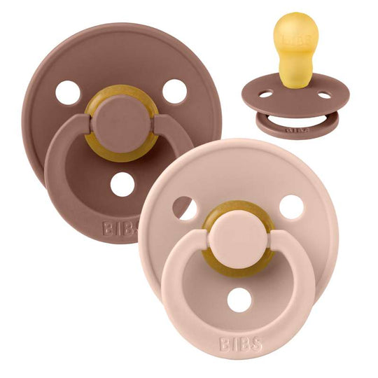 BIBS Rund Colour Napp - 2-Pack - Stl 3 - Naturgummi - Woodchuck/Blush