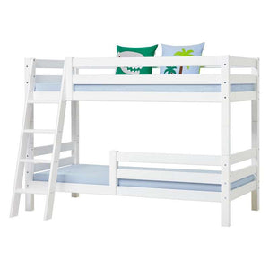 Hoppekids ECO Luxury Våningssäng 90x200 cm med två sängskenor och lutande stege - Flexibel inläggsbotten - Vit