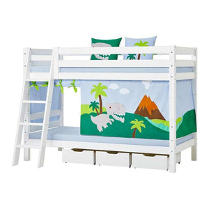 Hoppekids ECO Luxury Våningssäng 90x200cm med lutande stege - Flexibel inläggsbotten - Vit