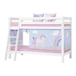 Hoppekids ECO Luxury Våningssäng 90x200cm med lutande stege - Flexibel inläggsbotten - Vit