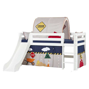 Hoppekids ECO Luxury Halvhög Säng 90x200cm med rutschkana - Flexibel inläggsbotten - Vit