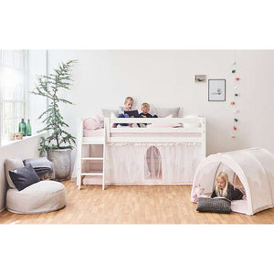 Hoppekids ECO Luxury Halvhög säng 90x200cm med lutande stege - Flexibel inläggsbotten - Vit