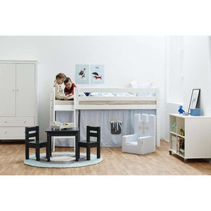 Hoppekids ECO Luxury Halvhög säng 90x200cm med lutande stege - Flexibel inläggsbotten - Vit