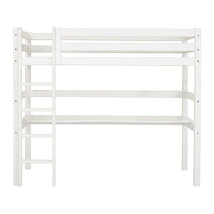 Hoppekids ECO Luxury Hög säng 90x200cm med bordsplatta - Flexibel inläggsbotten - Vit