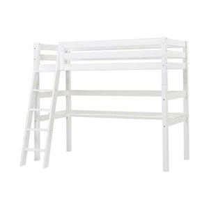 Hoppekids ECO Luxury Hög säng 90x200cm med bordsplatta och lutande stege - Vit