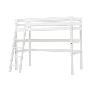 Hoppekids ECO Luxury Hög säng 90x200cm med lutande stege - Flexibel inläggsbotten - Vit