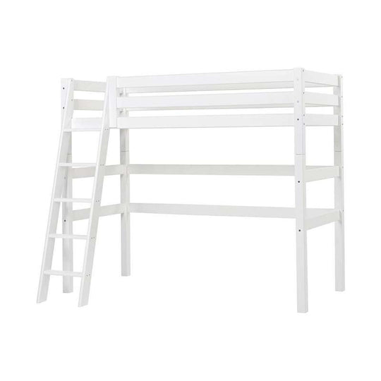 Hoppekids ECO Luxury Hög säng 90x200cm med lutande stege - Flexibel inläggsbotten - Vit