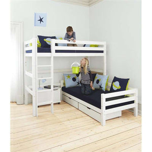 Hoppekids ECO Luxury Våningssäng Vinkelkombi 90x200cm - Flexibel inläggsbotten - Vit