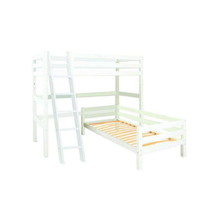 Hoppekids ECO Luxury Våningssäng Vinkelkombi 90x200cm med lutande stege - Flexibel inläggsbotten - Vit