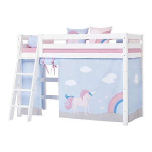Hoppekids ECO Luxury Mellanhög säng 90x200 cm - Flexibel inläggsbotten - Lutande stege - Flexibel inläggsbotten - Vit