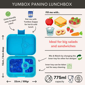 Yumbox Madkasse - Panino - 4 rum - Wow Red/Dinosaur