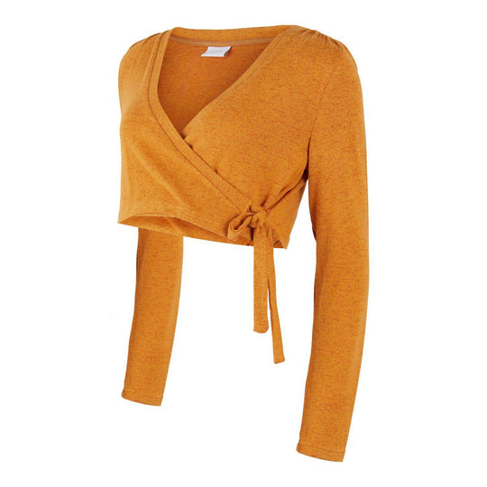 Mamalicious Crop slå-om ventetop - sudan brun-Graviditetstop-Mammashop.dk