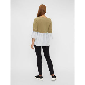 Mamalicious 2-i-en vente- og ammebluse - støvet grøn-Graviditetsbluse-Mammashop.dk