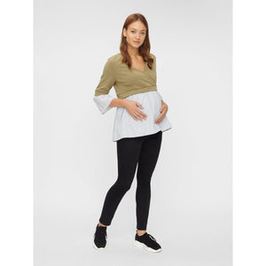 Mamalicious 2-i-en vente- og ammebluse - støvet grøn-Graviditetsbluse-Mammashop.dk