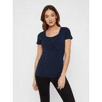 Mamalicious Lea Tess 2-pak ammetop kortærmet / stribet og navy-Ammebluse-Mammashop.dk