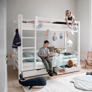 Hoppekids PREMIUM høj køjeseng seng m. lige stige højde 177 cm - Hvid - Flere størrelser-Juniorseng-Mammashop.dk