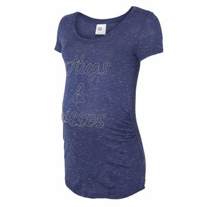 Mamalicious Jersey ventetop, blå-Graviditetstop-Mammashop.dk
