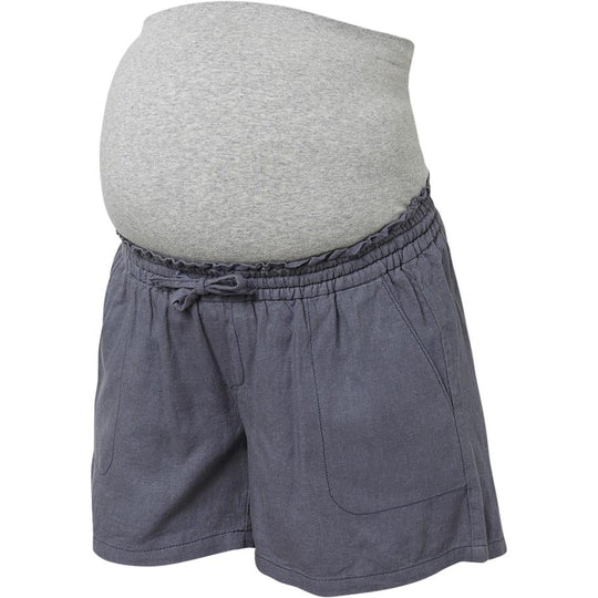 Mamalicious Linen graviditets shorts - blå-Graviditetsshorts-Mammashop.dk