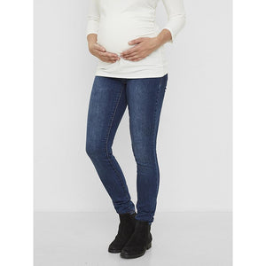 Mamalicious Lola slim fit ventejeans - blå-Graviditetsbukser-Mammashop.dk