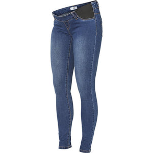 Mamalicious Lola slim fit ventejeans - blå-Graviditetsbukser-Mammashop.dk